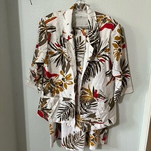 Tropical Print Blazer and Skirt Set